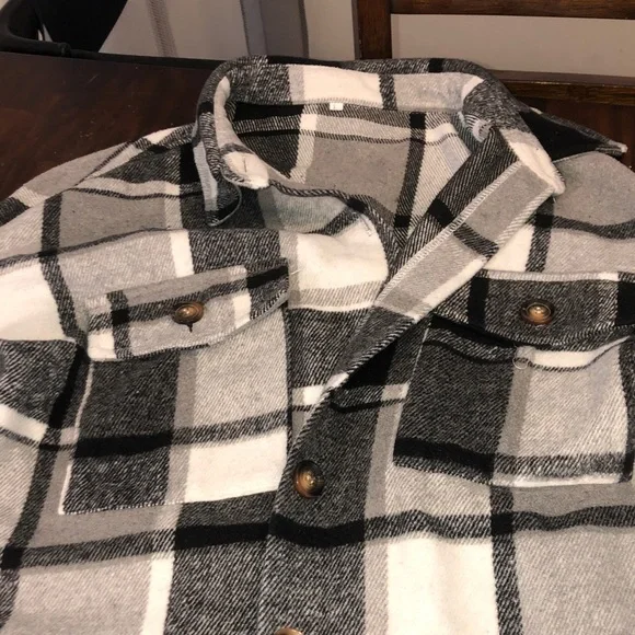 Plaid Button-Up Shirt Jacket - Picture 8 of 14